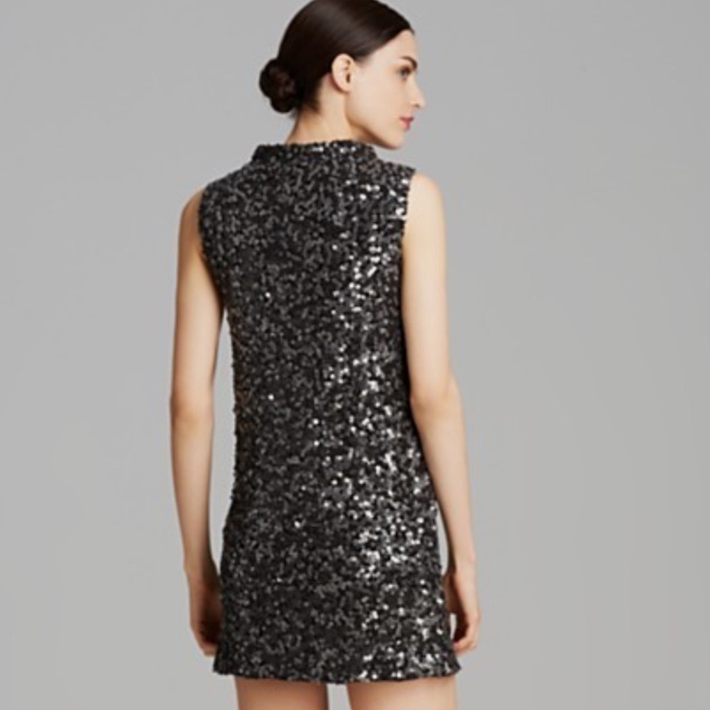 Rachel Zoe Iconic Cyrus Leather Sequin Mini Dress in Black 2 x-small - Picture 3 of 8